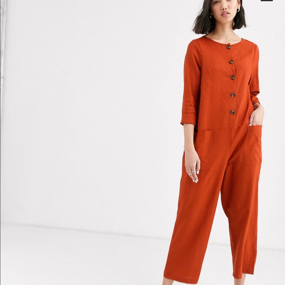ASOS Rust Cotton Jumpsuit - Picture 2 of 4